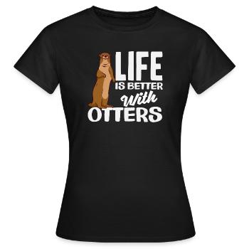 Seeotter Leben Besser - Frauen T-Shirt - Schwarz - Vorne - AI Model Female 172 dark (172cm)