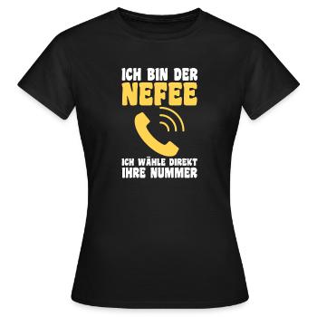 Family motif nephew - Women's T-Shirt - black - Front - AI Model Female 172 dark (172cm)