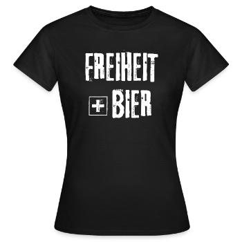 LIBERTÉ + BIÈRE GRUNGE ROCK GRAFFITI DESIGN - T-shirt Femme - noir - Devant - AI Model Female 172 dark (172cm)