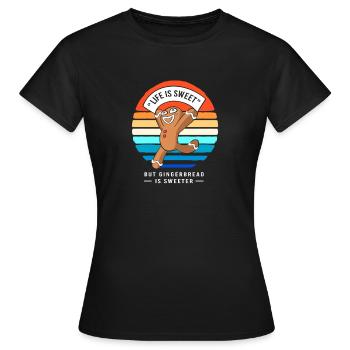 Bonhomme en pain d'épices de Noël en pain d'épices - T-shirt Femme - noir - Devant - AI Model Female 172 dark (172cm)