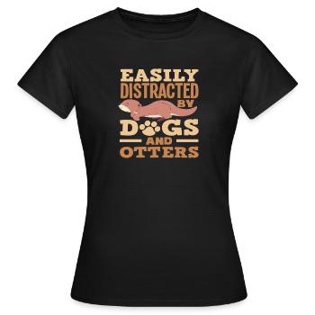 Seeotter Cartoon Hunde - Frauen T-Shirt - Schwarz - Vorne - AI Model Female 172 dark (172cm)