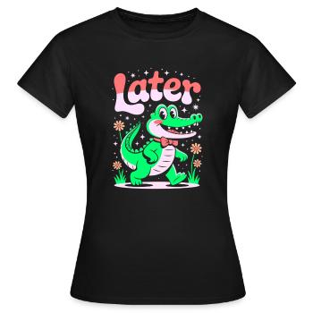 See You Later Aligator - Alligator Retro-Design - Frauen T-Shirt - Schwarz - Vorne - AI Model Female 172 dark (172cm)