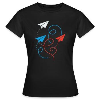 Papierflieger - Frauen T-Shirt - Schwarz - Vorne - AI Model Female 172 dark (172cm)