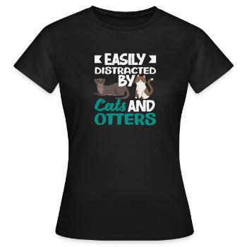 Seeotter Cartoon Katzen - Frauen T-Shirt - Schwarz - Vorne - AI Model Female 172 dark (172cm)