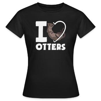 Seeotter Cartoon Herz - Frauen T-Shirt - Schwarz - Vorne - AI Model Female 172 dark (172cm)