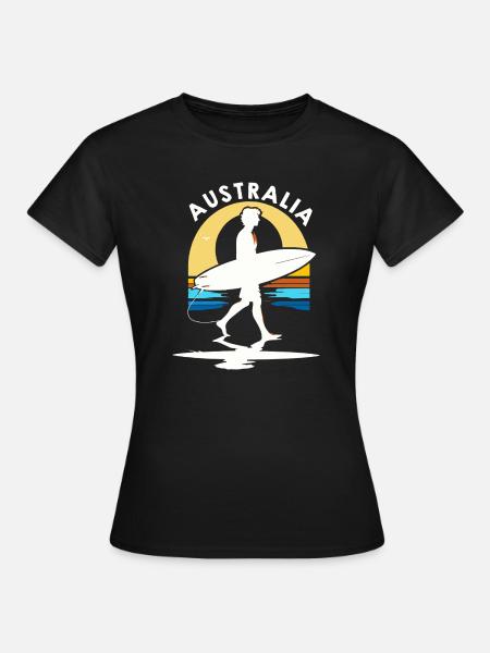 Surfer Australia bei Sonnenuntergang - Frauen T-Shirt - Schwarz