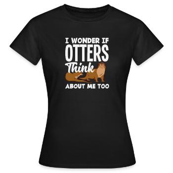 Seeotter Cartoon Denk An Mich - Frauen T-Shirt - Schwarz - Vorne - AI Model Female 172 dark (172cm)