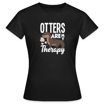 Seeotter Cartoon Therapie - Frauen T-Shirt - Schwarz - Vorne - AI Model Female 172 dark (172cm)