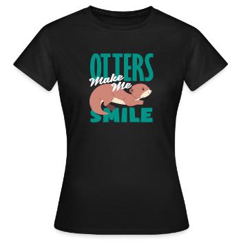 Seeotter Cartoon Make Me Smile - Frauen T-Shirt - Schwarz - Vorne - AI Model Female 172 dark (172cm)