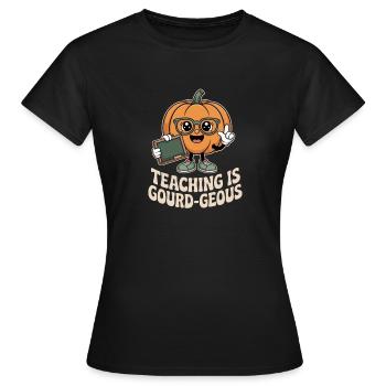 Citrouille d’automne professeur enseignant est gourde Geous - T-shirt Femme - noir - Devant - AI Model Female 172 dark (172cm)