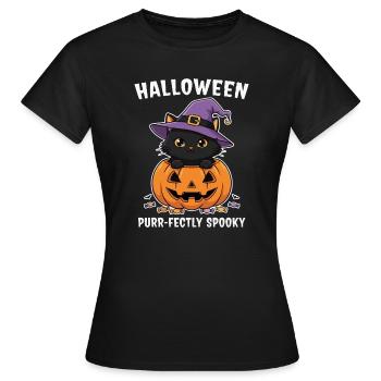Halloween Kitten and Jack-O-Lantern - Women's T-Shirt - black - Front - AI Model Female 172 dark (172cm)