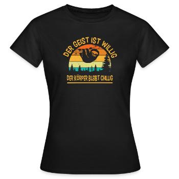 Faultier Lustige Sprüche Fun Outfits  - Frauen T-Shirt - Schwarz - Vorne - AI Model Female 172 dark (172cm)