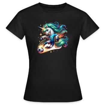 Einhorn Fussball Spielerin 25 Magischer Kick - Frauen T-Shirt - Schwarz - Vorne - AI Model Female 172 dark (172cm)