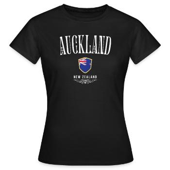 Auckland, Nouvelle-Zélande, design minimaliste - T-shirt Femme - noir - Devant - AI Model Female 172 dark (172cm)