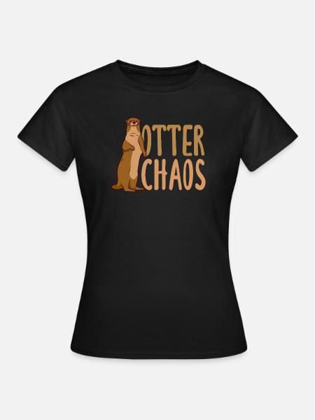 Pun Seeotter Cartoon - Frauen T-Shirt - Schwarz