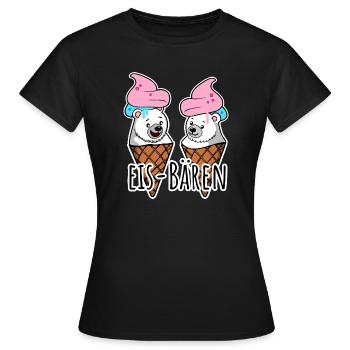 Zwei leckere Eis Bären an der Eisdiele - Frauen T-Shirt - Schwarz - Vorne - AI Model Female 172 dark (172cm)
