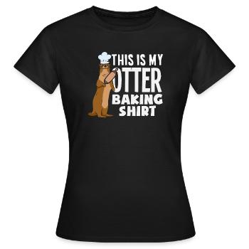 Seeotter Cartoon Backen Shirt - Frauen T-Shirt - Schwarz - Vorne - AI Model Female 172 dark (172cm)