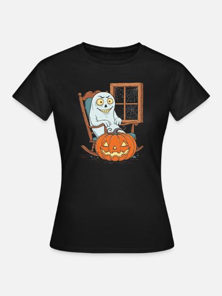 Geist im Kürbisschein - Frauen T-Shirt - Schwarz