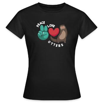 Seeotter Cartoon Frieden Liebe - Frauen T-Shirt - Schwarz - Vorne - AI Model Female 172 dark (172cm)