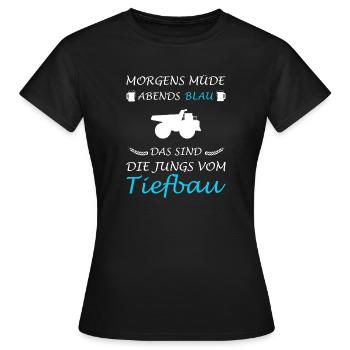Génie civil Génie civil Construction d’une route Excavatrice Conducteur Excavation - T-shirt Femme - noir - Devant - AI Model Female 172 dark (172cm)