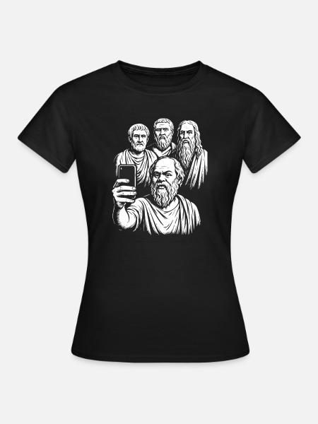 Ancient Greek Philosophers Selfie - Dame-T-shirt - sort