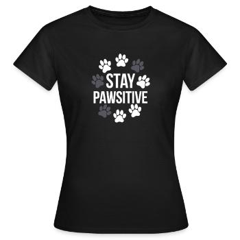 Stay Pawsitive Pawprints Tee - Women's T-Shirt - black - Front - AI Model Female 172 dark (172cm)