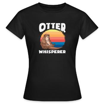 Seeotter Cartoon Retro Flüsterer - Frauen T-Shirt - Schwarz - Vorne - AI Model Female 172 dark (172cm)