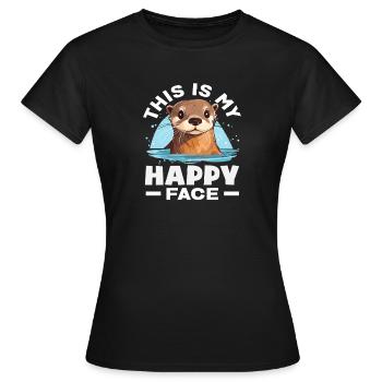 Seeotter Cartoon Glückes Gesicht - Frauen T-Shirt - Schwarz - Vorne - AI Model Female 172 dark (172cm)