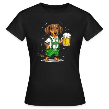 Bière teckel tente à bière chope de bière Bavière chien drôle - T-shirt Femme - noir - Devant - AI Model Female 172 dark (172cm)