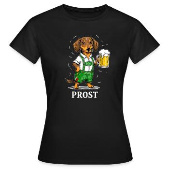 Lederhosen, Teckel, Costume traditionnel, Bavarois, Bière, Tente à bière - T-shirt Femme - noir - Devant - AI Model Female 172 dark (172cm)