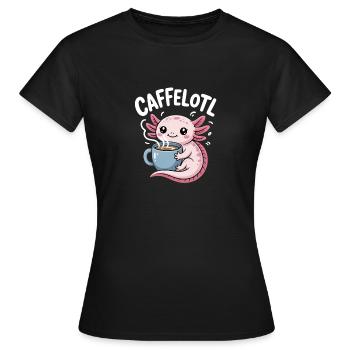 Caffelotl Axolotl Mit Kaffee Koffein Humor - Frauen T-Shirt - Schwarz - Vorne - AI Model Female 172 dark (172cm)