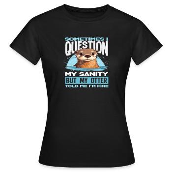 Frage Meine Vernunft Seeotter Cartoon - Frauen T-Shirt - Schwarz - Vorne - AI Model Female 172 dark (172cm)