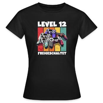 Level 12 Gamepad Geburtstag 12. Burzeltag bday - Frauen T-Shirt - Schwarz - Vorne - AI Model Female 172 dark (172cm)