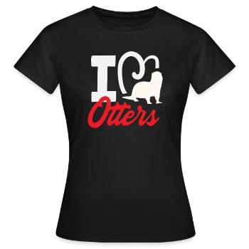 I Heart Otters Seeotter Cartoon - Frauen T-Shirt - Schwarz - Vorne - AI Model Female 172 dark (172cm)