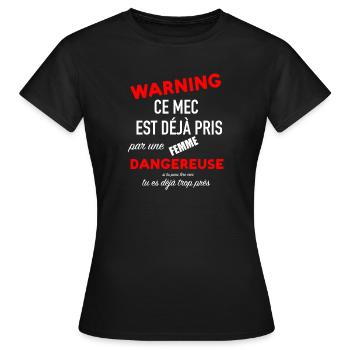 Humour homme couple femme jalouse saint valentin - T-shirt Femme - noir - Devant - AI Model Female 172 dark (172cm)