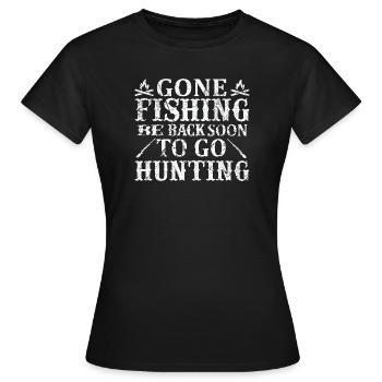 Erst fischen, dann jagen - Frauen T-Shirt - Schwarz - Vorne - AI Model Female 172 dark (172cm)