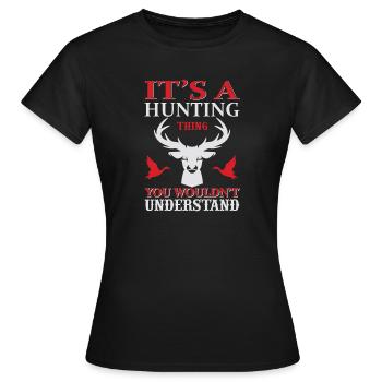 Es ist eine Sache unter Jägern - Frauen T-Shirt - Schwarz - Vorne - AI Model Female 172 dark (172cm)