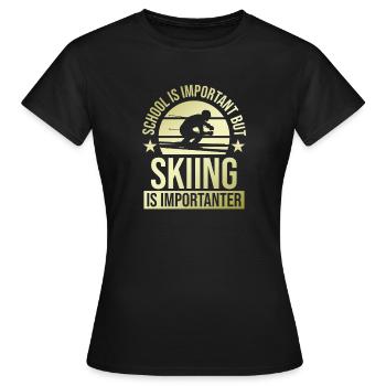 L’école est importante Le ski plus important - T-shirt Femme - noir - Devant - AI Model Female 172 dark (172cm)