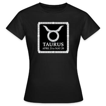 Signe du zodiaque Taureau - T-shirt Femme - noir - Devant - AI Model Female 172 dark (172cm)