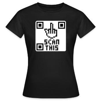 QRcode doigt d'honneur - T-shirt Femme - noir - Devant - AI Model Female 172 dark (172cm)