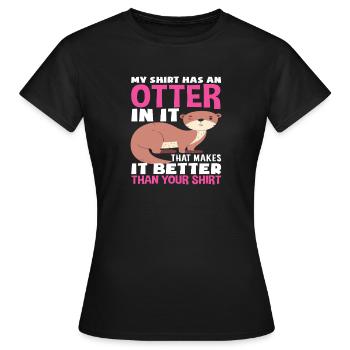 Mein Shirt Hat Einen Otter Seeotter Cartoon - Frauen T-Shirt - Schwarz - Vorne - AI Model Female 172 dark (172cm)