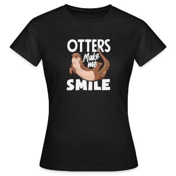 Lächelnder Seeotter Cartoon - Frauen T-Shirt - Schwarz - Vorne - AI Model Female 172 dark (172cm)