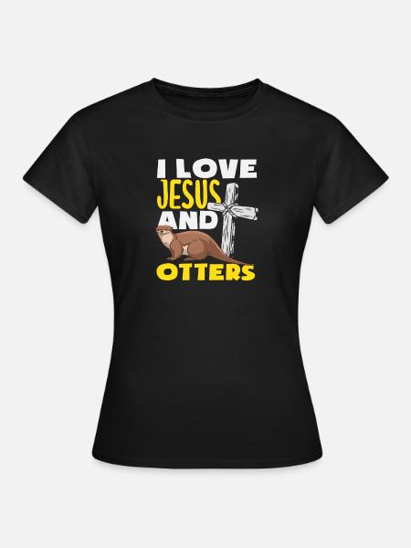 Jesus Seeotter Cartoon - Frauen T-Shirt - Schwarz