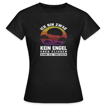 Lustiger Fallschirmspringer Adrenalinjunkie Engel - Frauen T-Shirt - Schwarz - Vorne - AI Model Female 172 dark (172cm)