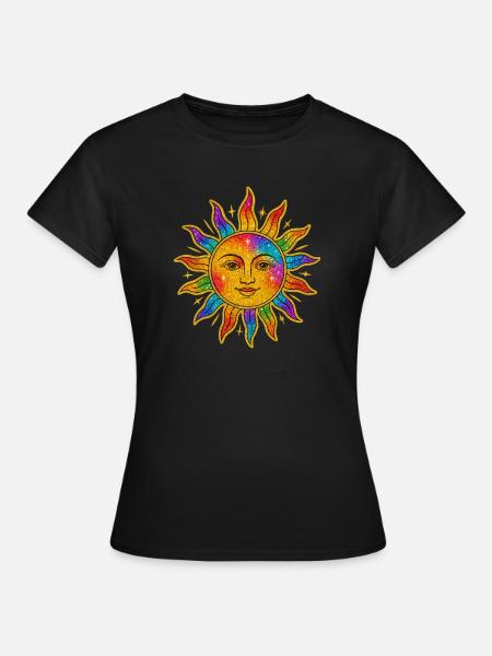 Sonne im Regenbogen-Glitzer - Frauen T-Shirt - Schwarz