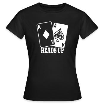 Cartes de poker – Heads Up Casino Design - T-shirt Femme - noir - Devant - AI Model Female 172 dark (172cm)