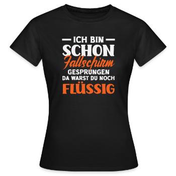 Alter Lustiger Fallschirmspringer Adrenalinjunkie - Frauen T-Shirt - Schwarz - Vorne - AI Model Female 172 dark (172cm)