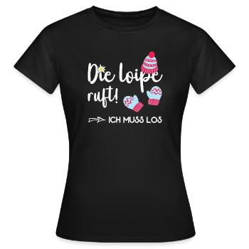 Ski de fond La piste de ski de fond s’appelle le ski de fond biathlon - T-shirt Femme - noir - Devant - AI Model Female 172 dark (172cm)
