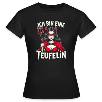 Teufelin Kostüm Halloween Teufel  Frau Teufelsweib - Frauen T-Shirt - Schwarz - Vorne - AI Model Female 172 dark (172cm)