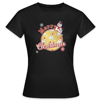 Joyeux Noël Anglais avec Bonhommes de Neige - T-shirt Femme - noir - Devant - AI Model Female 172 dark (172cm)